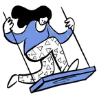 Illustration of a person swinging on a swing