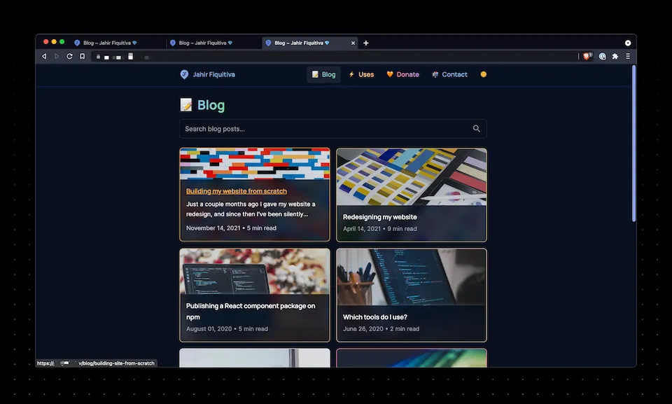 Final design for blog posts
cards