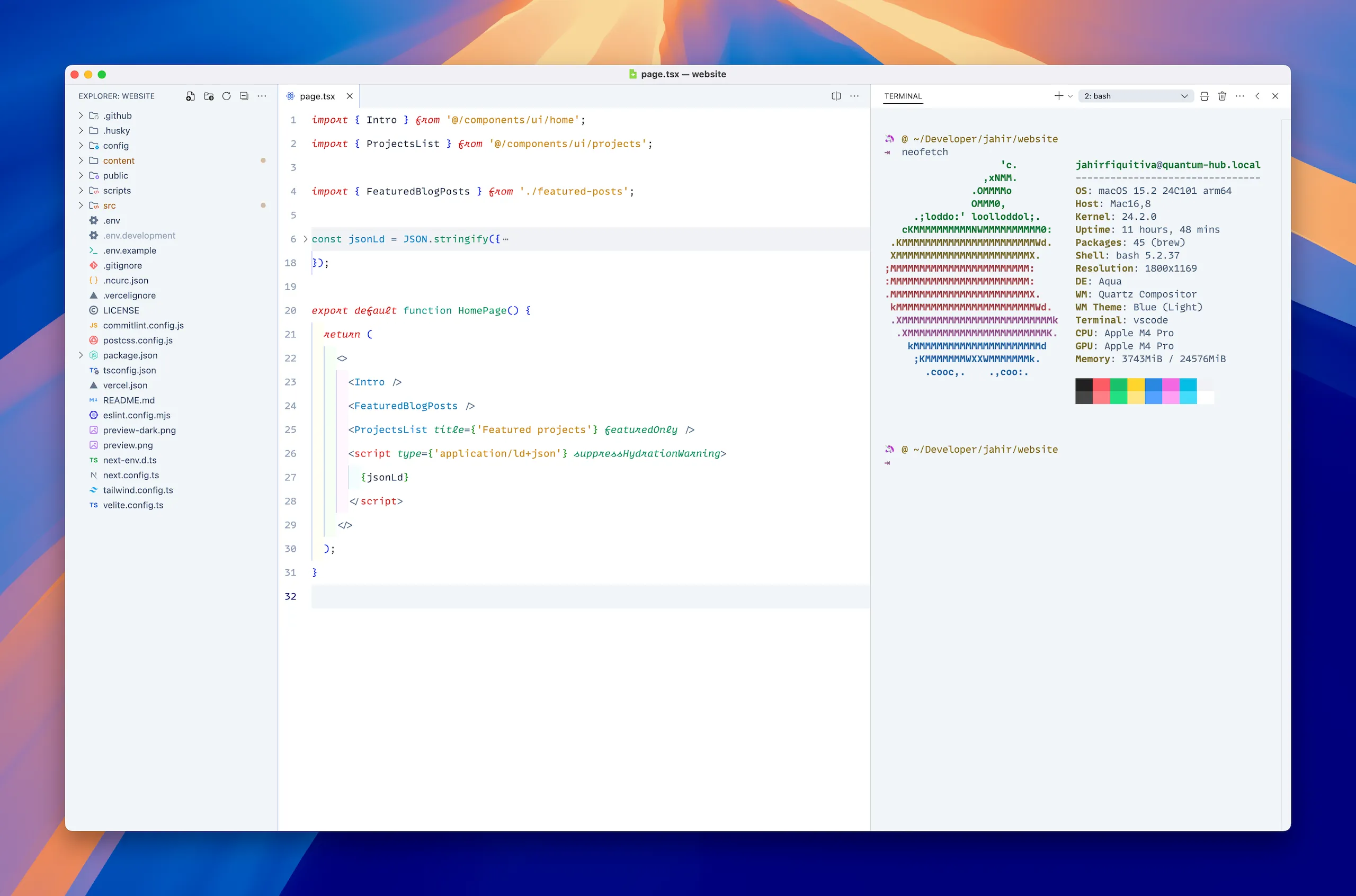 Preview of Jahir's VSCode configuration with Light theme