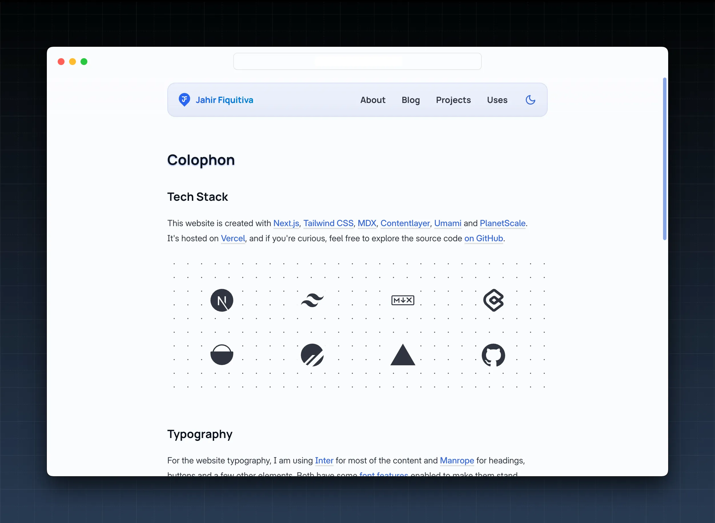 Colophon page preview