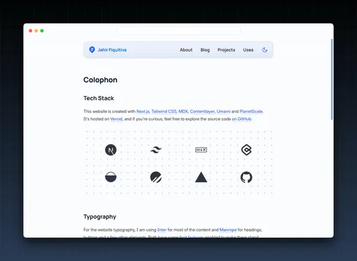 Colophon page preview