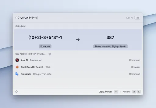 Raycast's Math Calculator