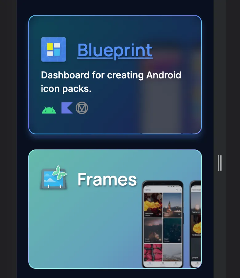 Image of previous website cards
design