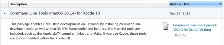 Command Line Tools download option