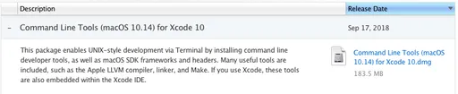 Command Line Tools download option