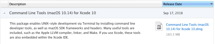 Command Line Tools download option
